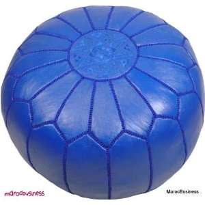  Moroccan Leather Pouf Dark Blue Color: Home & Kitchen