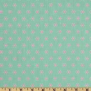   Folk Heart Calico Flowers Aqua Fabric By The Yard: Arts, Crafts