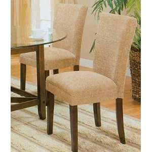  Set of 2 Cherry Finish Leg Parson Chairs: Home & Kitchen