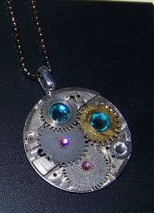   Pocket Watch Steampunk Necklace with Vintage Clock and Watch Gears