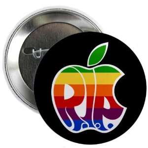 Steve Jobs Rainbow Apple on Black 2.25 inch Pinback Button 