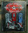 last stop gasoline tin sign motorcycle bikers gas stati expedited