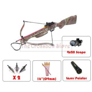 150 lbs Sniper Wood Camo Hunting Crossbow Laser Combo  