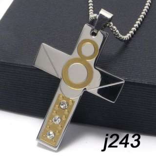 Stainless Steel 316L Cross Necklace Pendant chain j243  