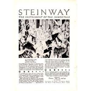 1928 Ad Steinway Piano Rhapsody in Blue Earl Hoter Original Vintage 