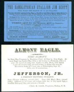 Adv Cards, Horses for Sale, At Stud, c1880  