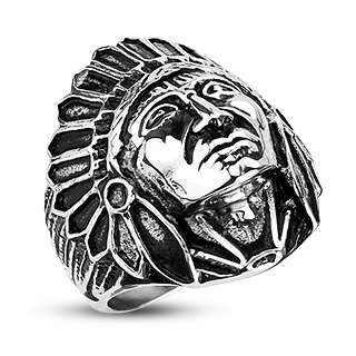Stainless Steel Large Apache Indian Chief Head Shield Ring Size 9 14 