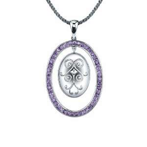  STARHAVEN Oval Purple Amethyst Channel Set Necklace Liz 