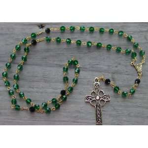 Catholic Rosary   Jet/Emerald Swarovski Crystal
