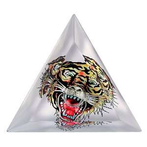 Ed Hardy Candle Glass Taper Candlestick Holder, Tiger:  