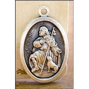   Pope Benedetto VXI St Saint St Roch Pray for Us Medal Silver Oxidized