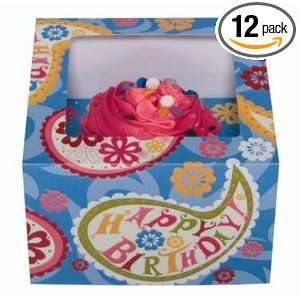 The Gift Wrap Company Birthday Paisley Single Serve Cupcake Boxes, 12 
