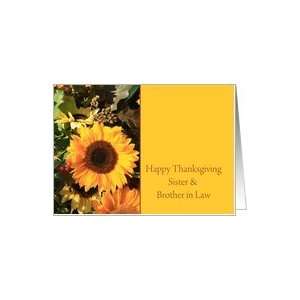 Sister & Brother in Law Happy Thanksgiving Sunflower card Card