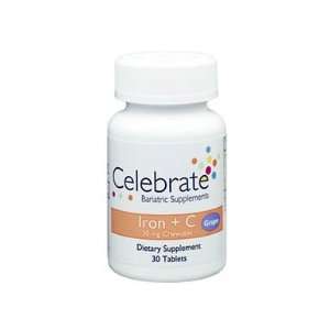 Celebrate Vitamins Iron C 30 mg Chewable, Grape 30 Tablets