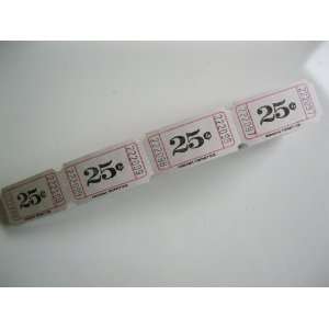   White 25 cents Consecutively Numbered Raffle Tickets 