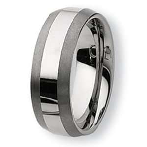 Chisel Beveled Edge Brushed and Polished Tungsten Ring (8.0 mm)   Size 