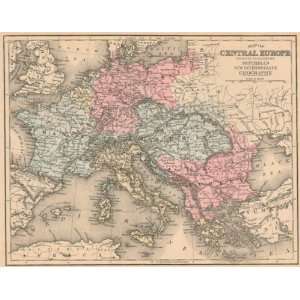    Mitchell 1878 Antique Map of Central Europe