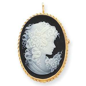    14k Porcelain Black Cameo Pendant/Pin West Coast Jewelry Jewelry