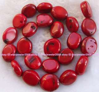 7x15mm Dark Red Coral Flat Freeform Loose Beads16  