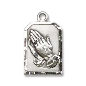   Praying Hands Medal Pendant with 18 Sterling Silver Chain in Gift Box