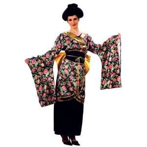 Kimono Dress on Japanese Kimono Geisha Fancy Dress Costume   Black Wig