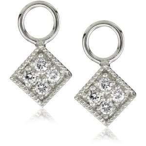   Charmed Life Diamond 14k White Gold Square Ear Charm: Jewelry