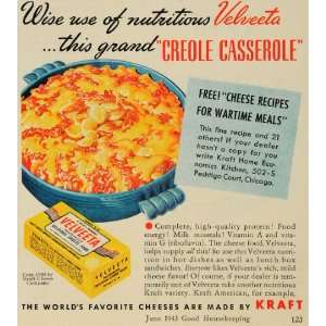  1943 Ad Velveeta Kraft Cheese Creole Casserole Meals 