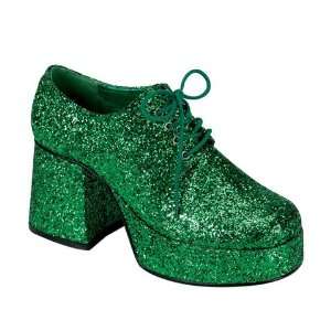   Green Glitter Platform Shoes Fancy Dress Size US 12 13: Toys & Games