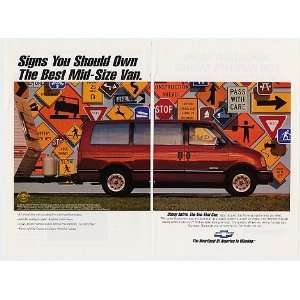  1992 Chevy Astro Van Road Signs 2 Page Print Ad (5589 