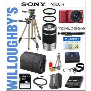  Sony NEX 3A/R Digital Camera Red with Sony E Mount SEL 