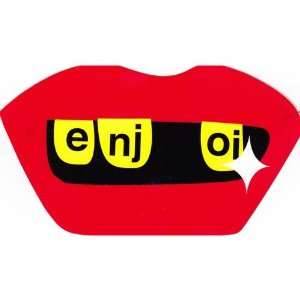 Enjoi Skateboards Bling Teeth Skateboard Sticker   Gold teeth red lips 