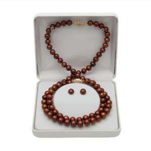  7 8mm, Chocolate Freshwater Pearl Necklace, Bracelet and 
