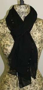 Charter Club Silk Sheer Sequin Striped Scarf Wrap Black 706256914251 