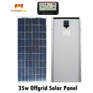 35 Watt Solar Panel 12 Volt Battery Charger + Charge Controller in One 