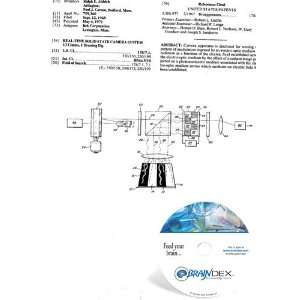  NEW Patent CD for REAL TIME SOLID STATE CAMERA SYSTEM 
