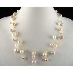  17 7mm Multi Color Freshwater Pearl Necklace J027 