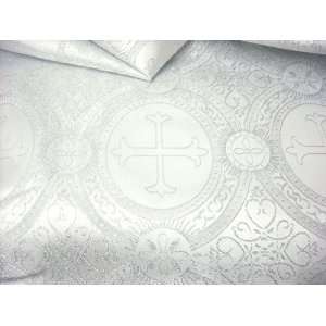  Metallic Church Brocade   White / Silver: Home & Kitchen