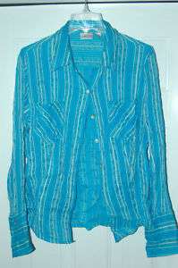Chicos long sleeve, sheer, blue, Chicos size 2  