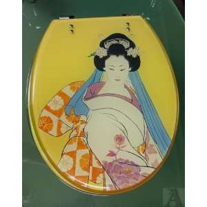  Geisha Girl Statue Doll Bathroom Lucite Toilet Seat