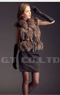 0302 fox fur Vest waistcoat gilet sleeveless Coat Jacket overcoat 