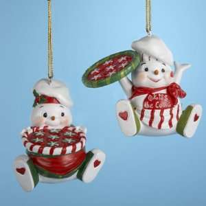   12 Snow Dudes Pizza Chef Snowman Christmas Ornaments: Home & Kitchen