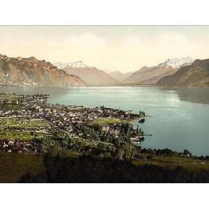   Vevey and Dent du Midi Geneva Lake Switzerland 24 X 18.5 Everything