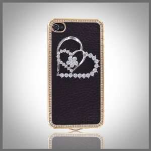  Silver Bling Diamonds Heart on Black Elite Collection Luxury 