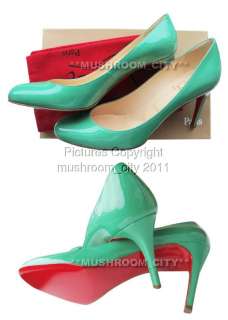 Christian Louboutin Green Miss Gena 85 Patent Heels 40  