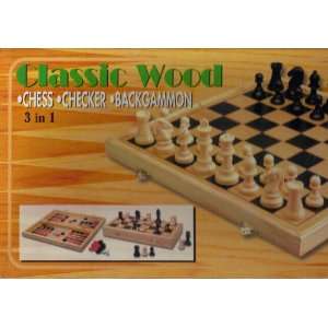  Classic Wood Chess Checker & Backgammon: Toys & Games