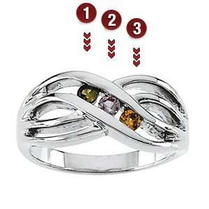  Sloping Twist Sterling Silver Mothers Ring: Jewelry