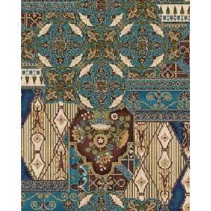  45 Wide Arabesque Mosaic Marvel Mahogany/Teal Fabric By 