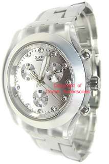 NEW SWATCH SILVER CRYSTAL CHRONO SVCK4038G LADIES WATCH  