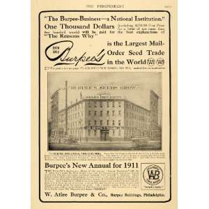 1911 Ad W. Atlee Burpee & Co. Logo Building Seeds   Original Print Ad 