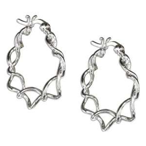  Sterling Silver Twisted Wire Hoop Earrings. Jewelry